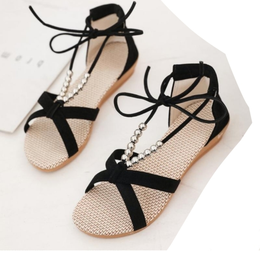 Beaded Lace up Sandals - Picture 6 of 10